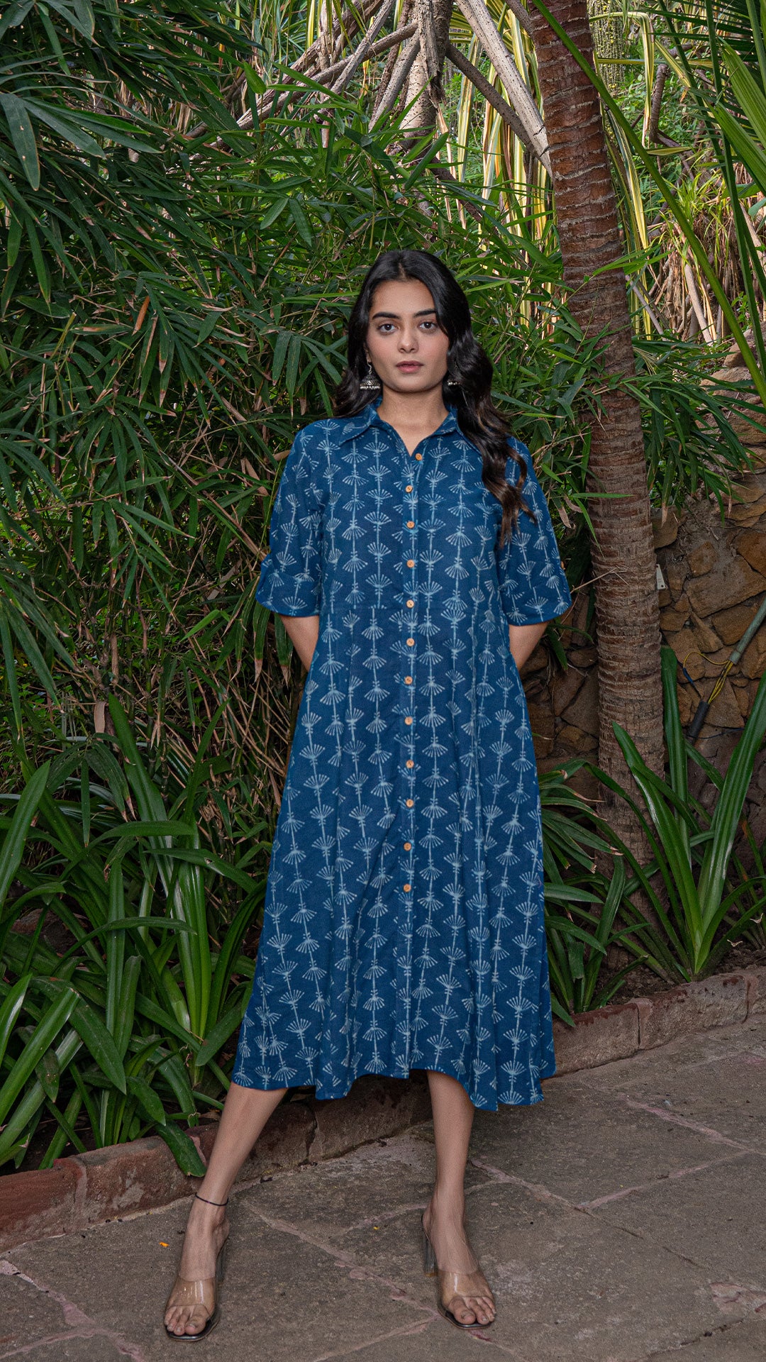 Harita Dabu Hand Block Cotton Shirt Dress