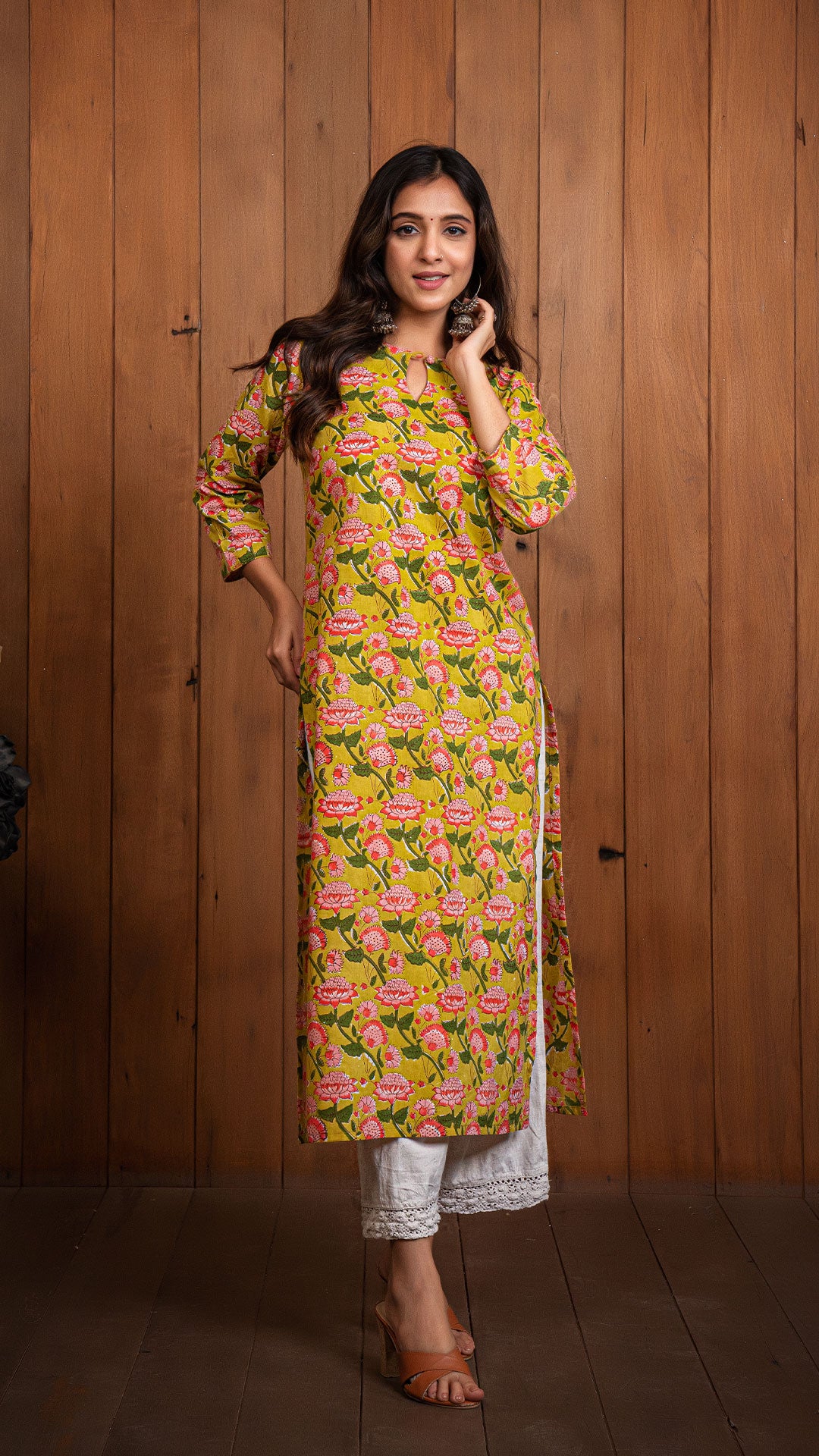 Trisha Sanganeri Hand Block Cotton Kurta - Yellow