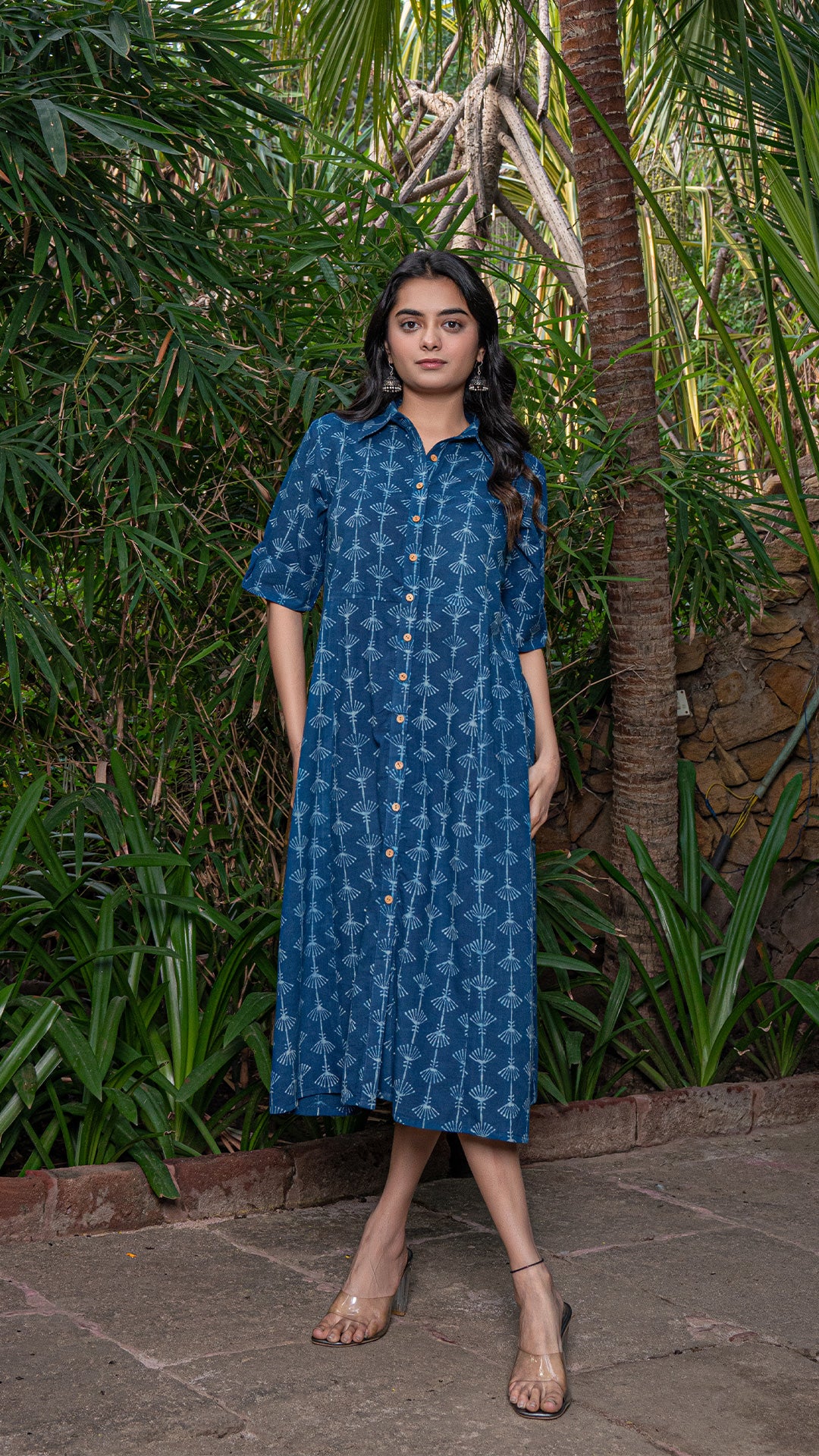 Harita Dabu Hand Block Cotton Shirt Dress