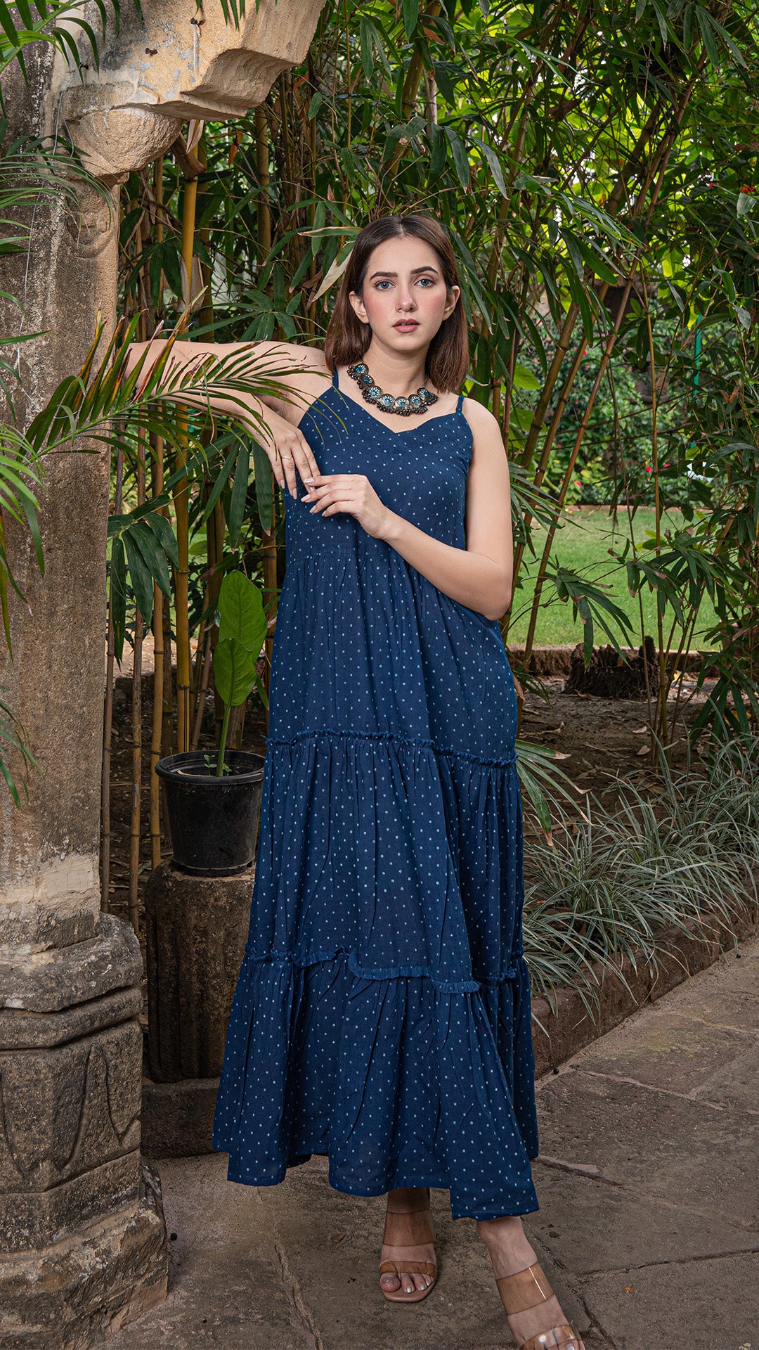 Falak Dabu Layered Spagetti Cotton Dress