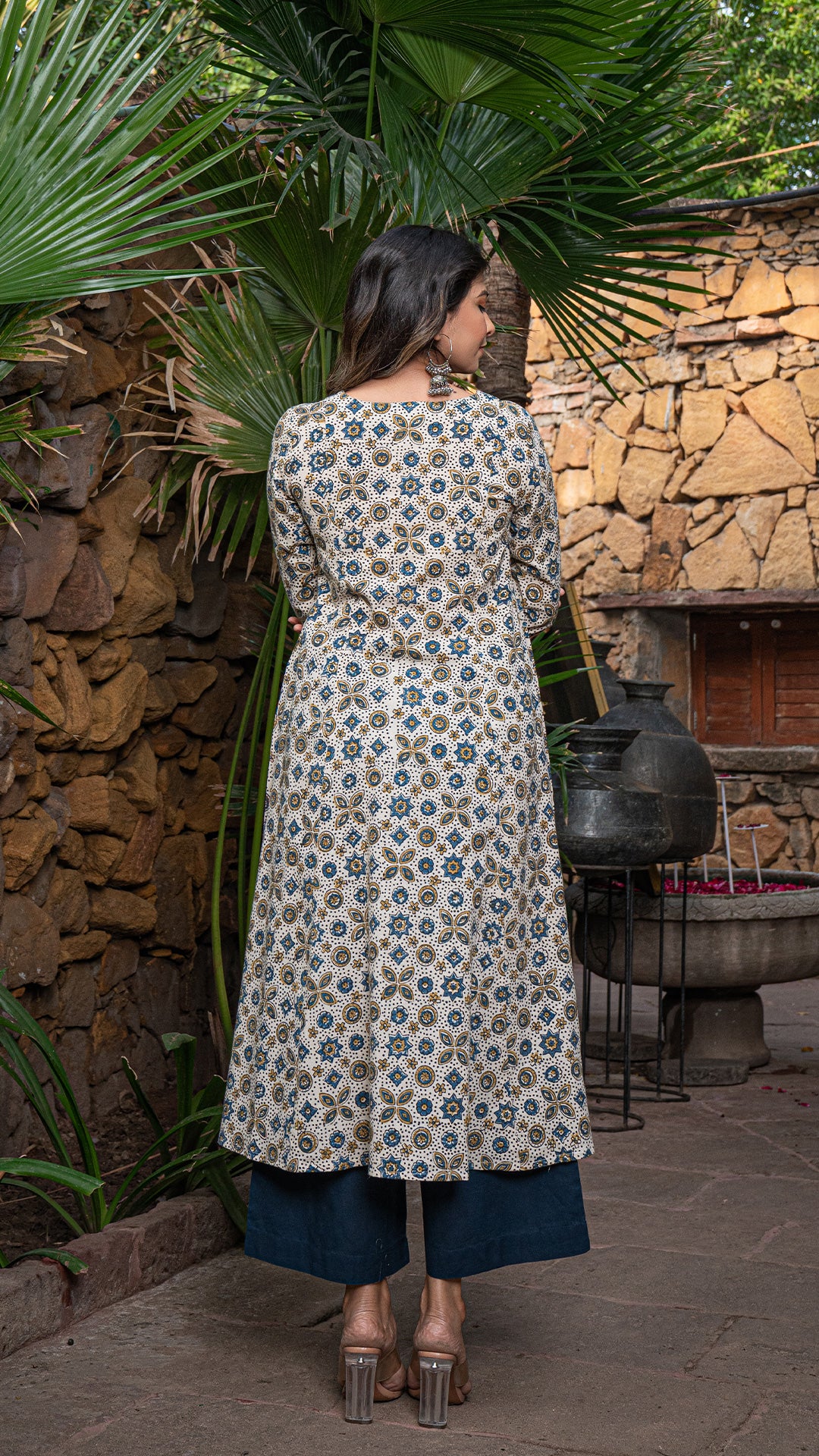 Farah Ajrakh Kali Kurta In Cotton