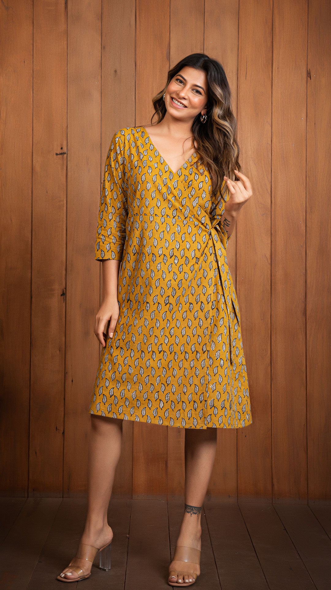 Krisha Wrap Dress - Mustard