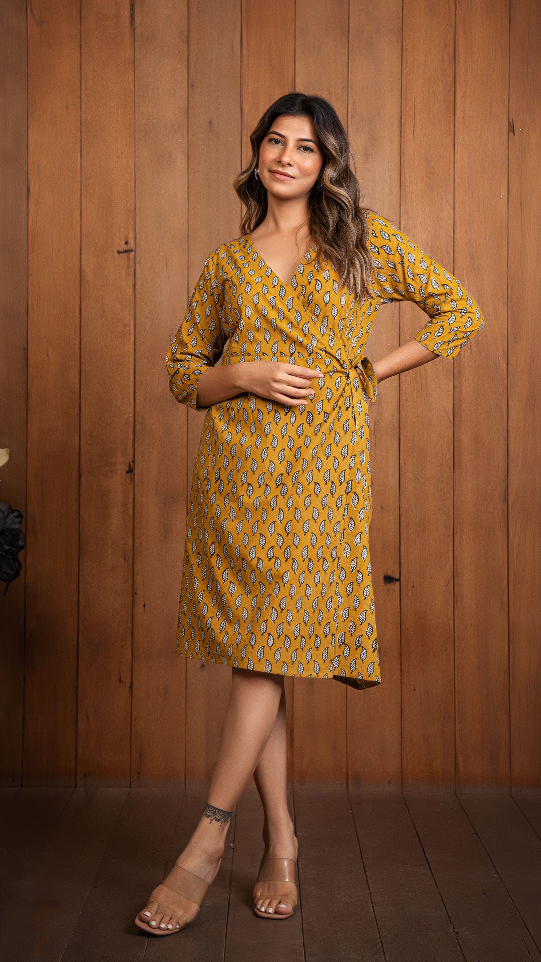 Krisha Wrap Dress - Mustard