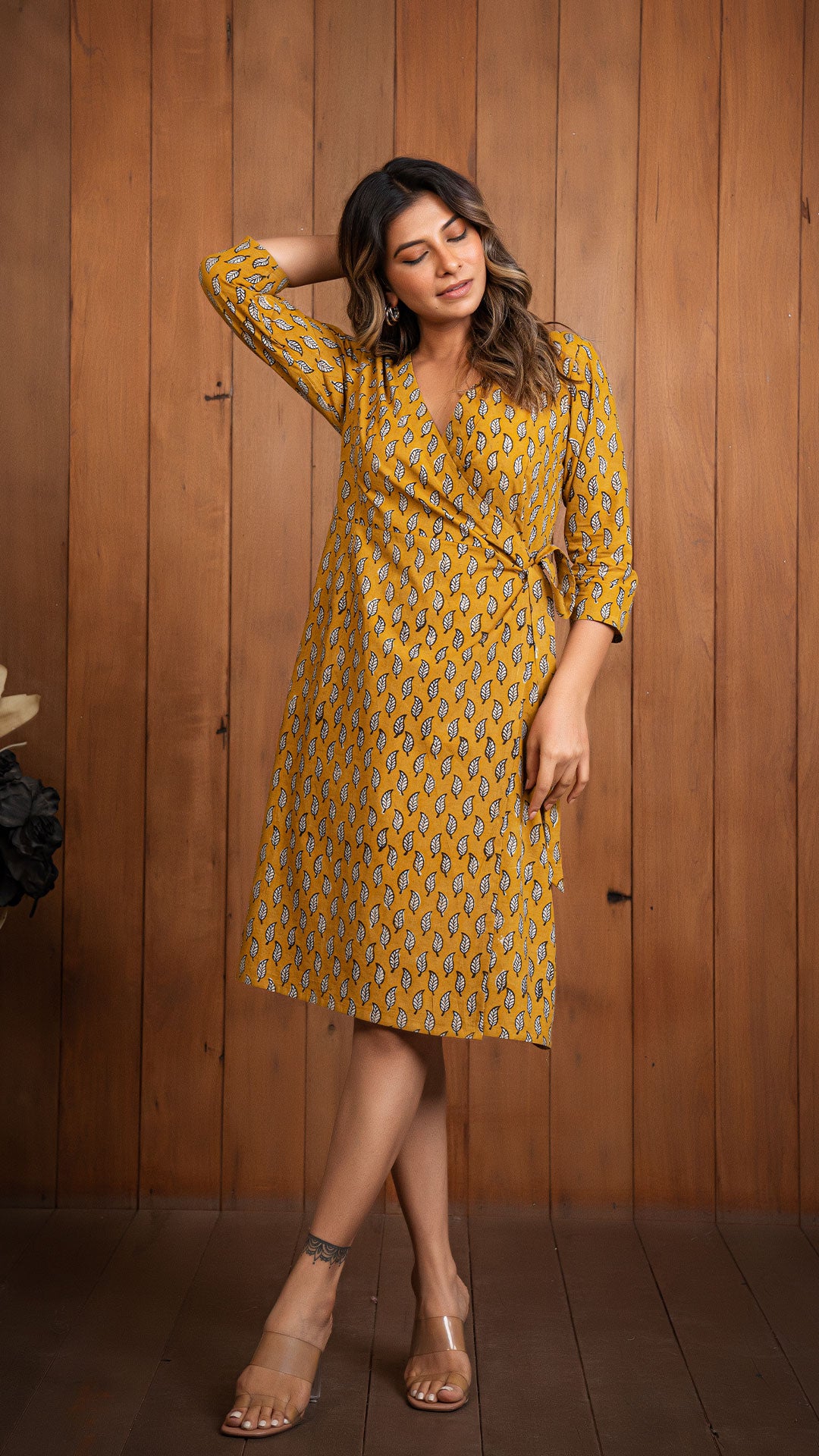 Krisha Wrap Dress - Mustard