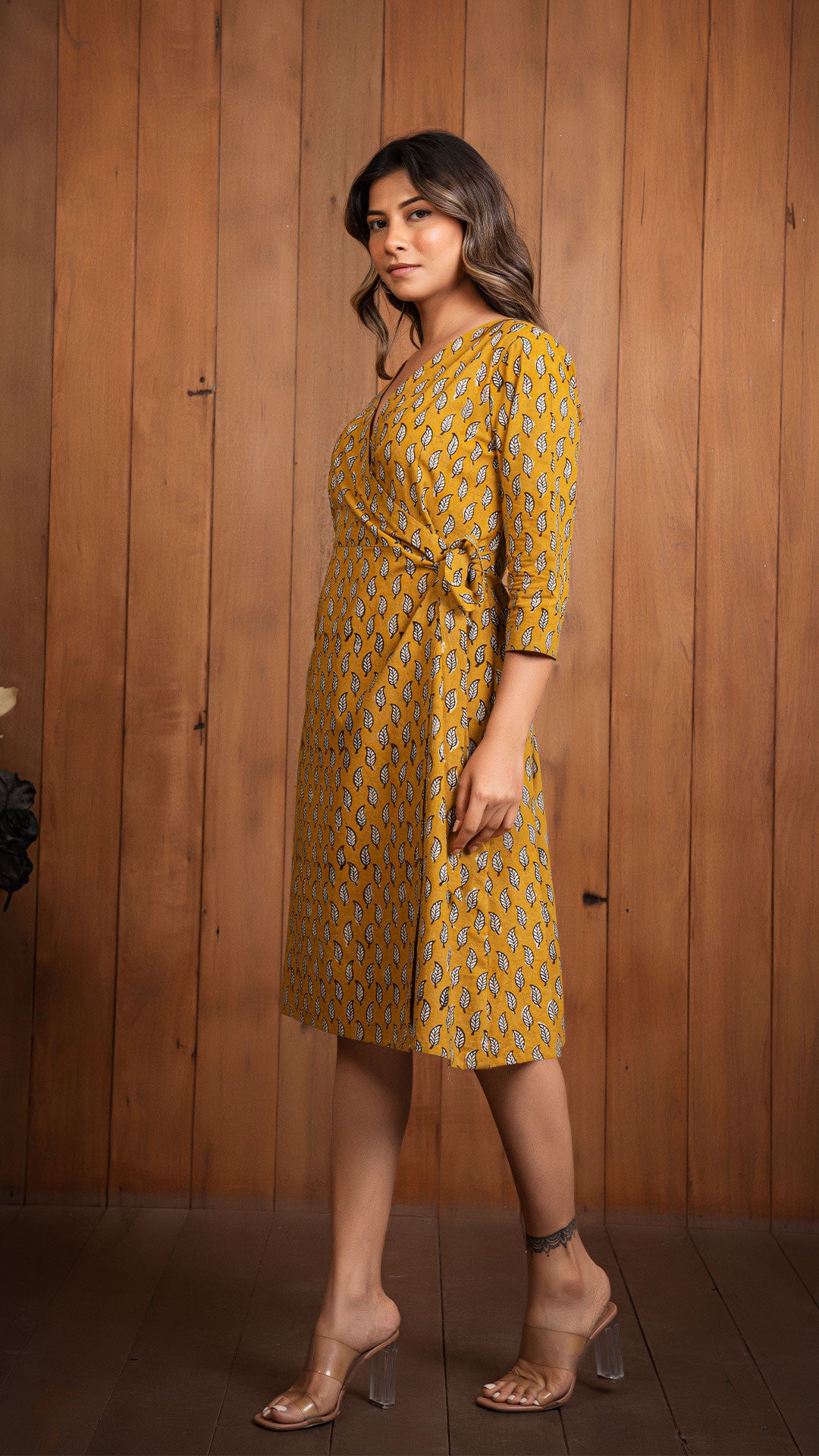 Krisha Wrap Dress - Mustard