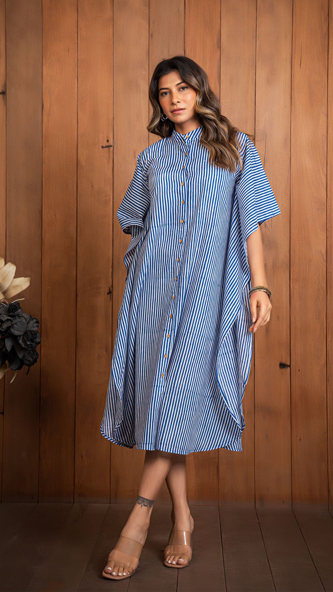 Indigo Stripes Cotton Kaftan