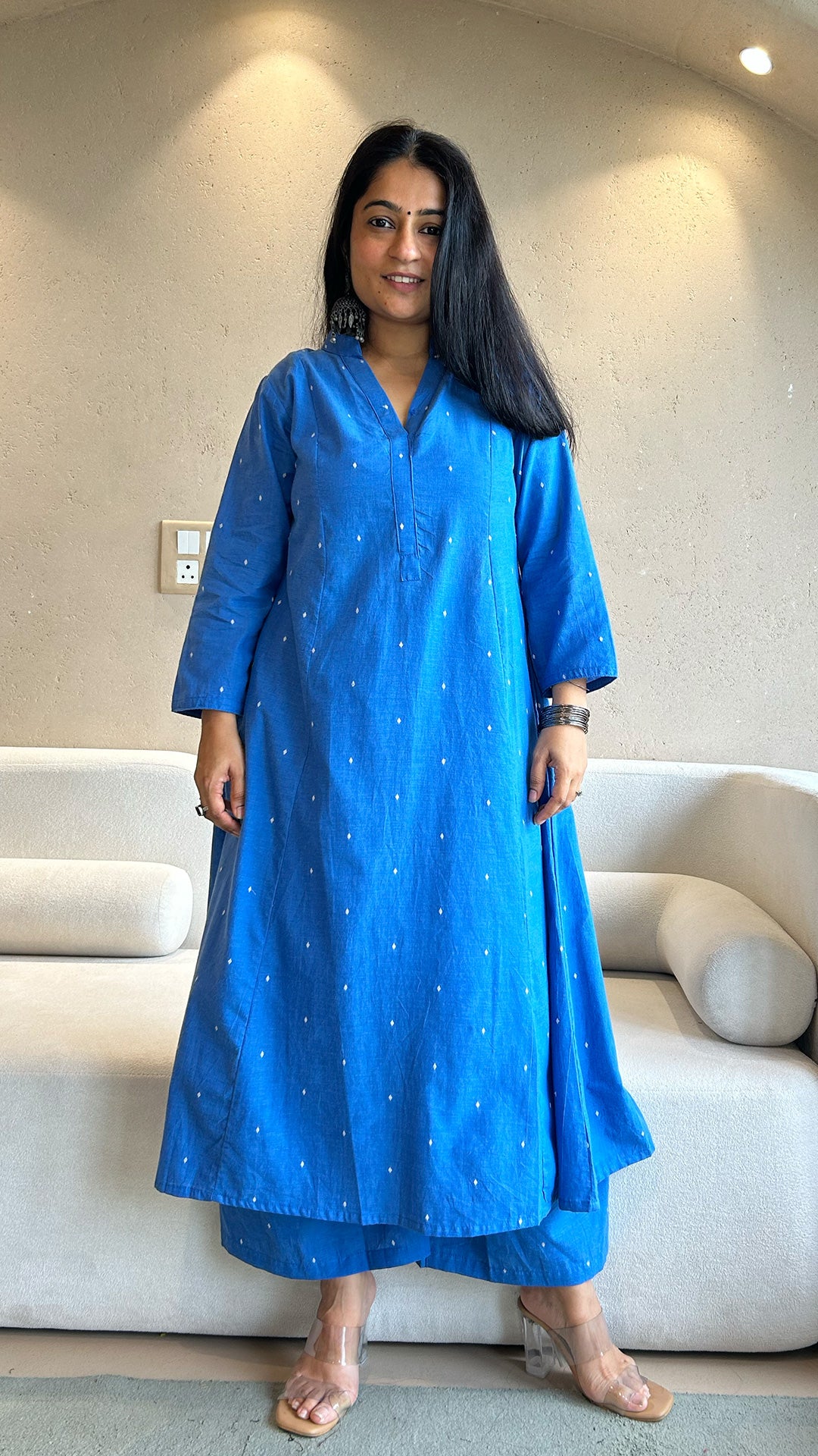 Shrreya - Hand Woven Kali Cotton Kurta in Blue