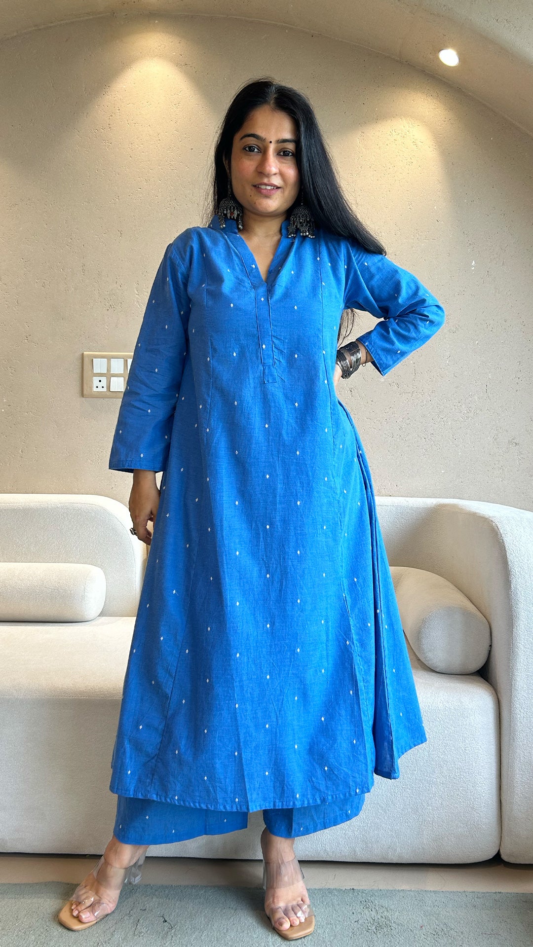 Shrreya - Hand Woven Kali Cotton Kurta in Blue