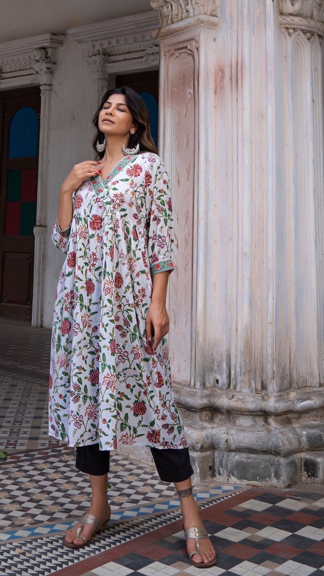 Anika Sanganeri Hand Block Cotton Kurta