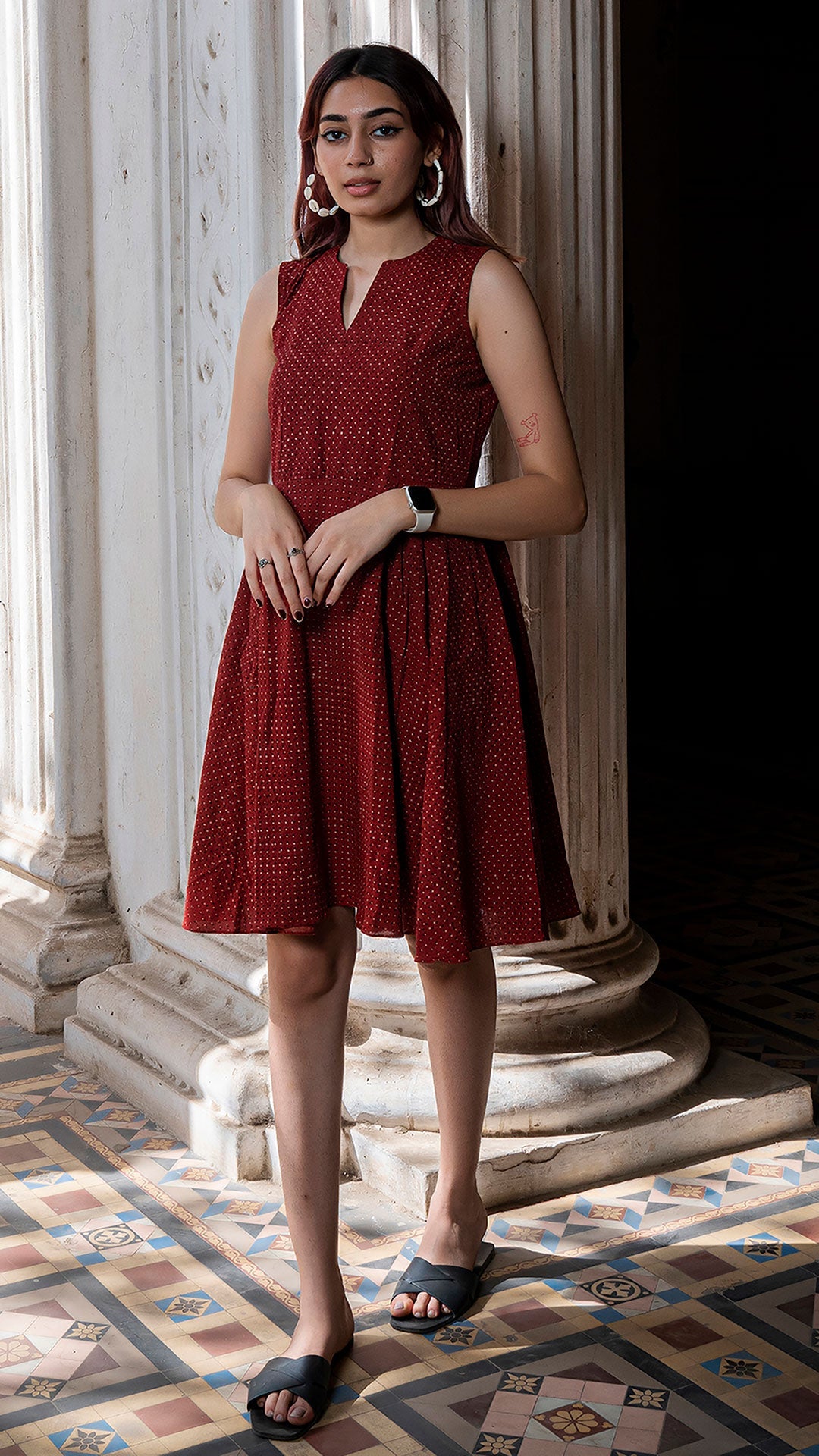 Rai Dana Fit and Flare Dress In Red