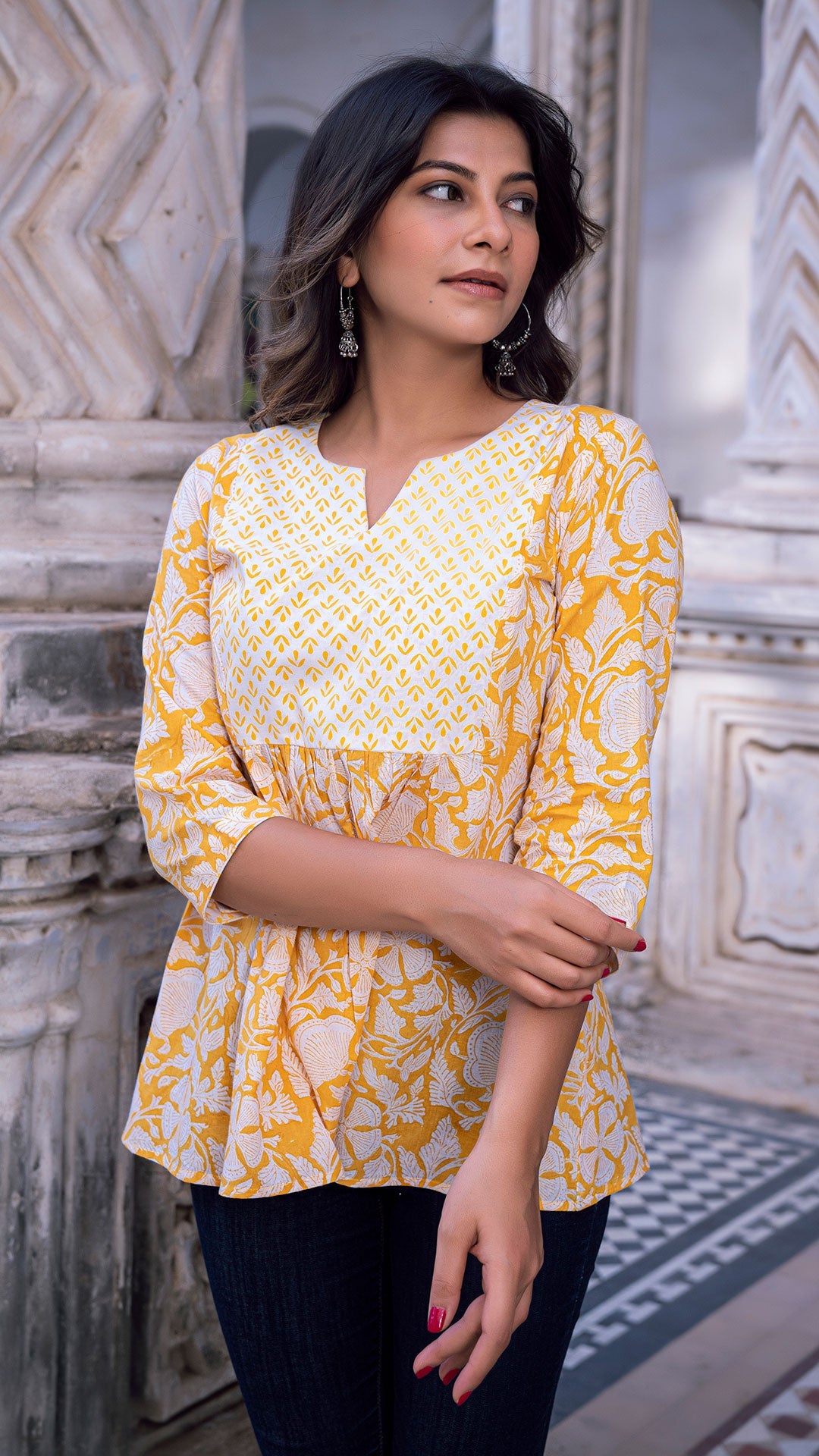 Aanya Sanganeri Short Kurta In Yellow