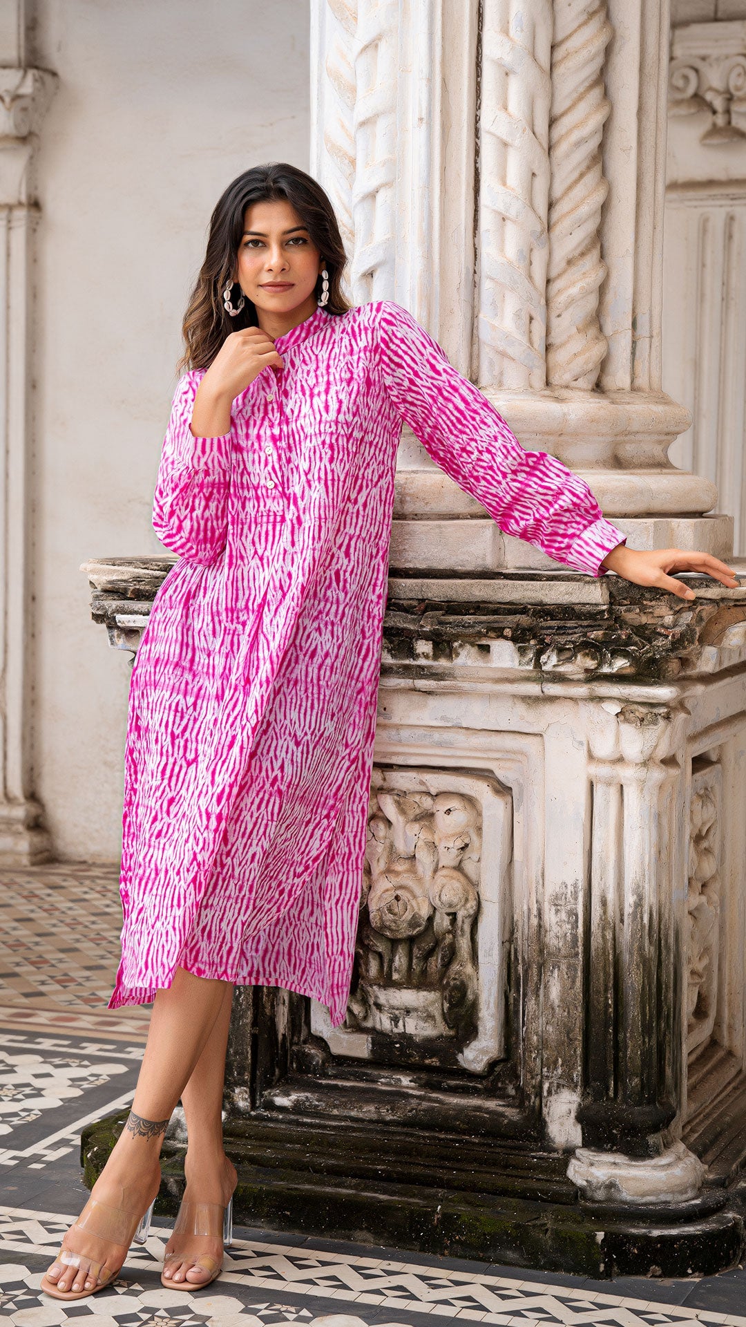 Aayat Pink Shibori Kaftan