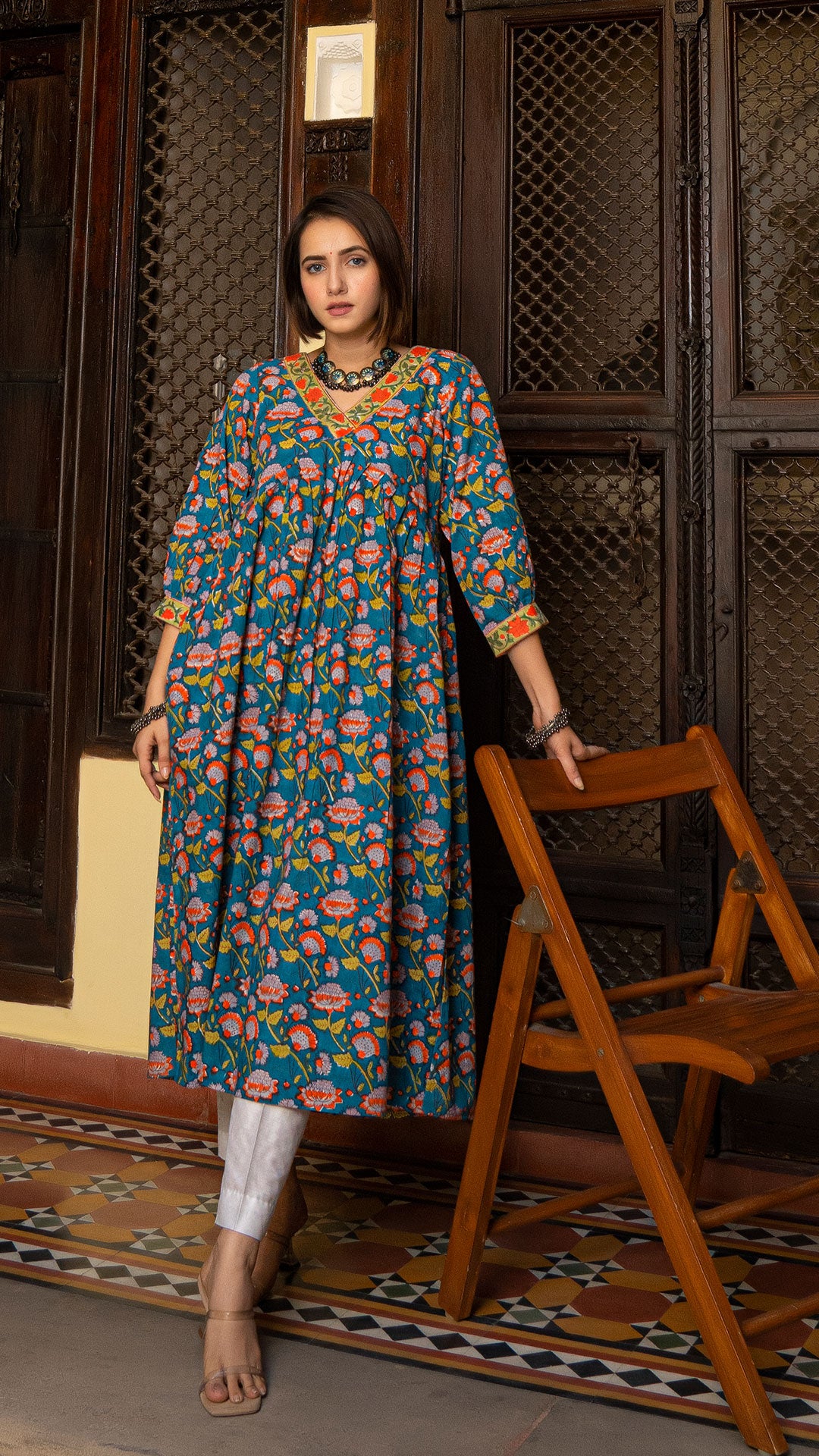 Katha Sanganeri Hand Block Cotton Kurta