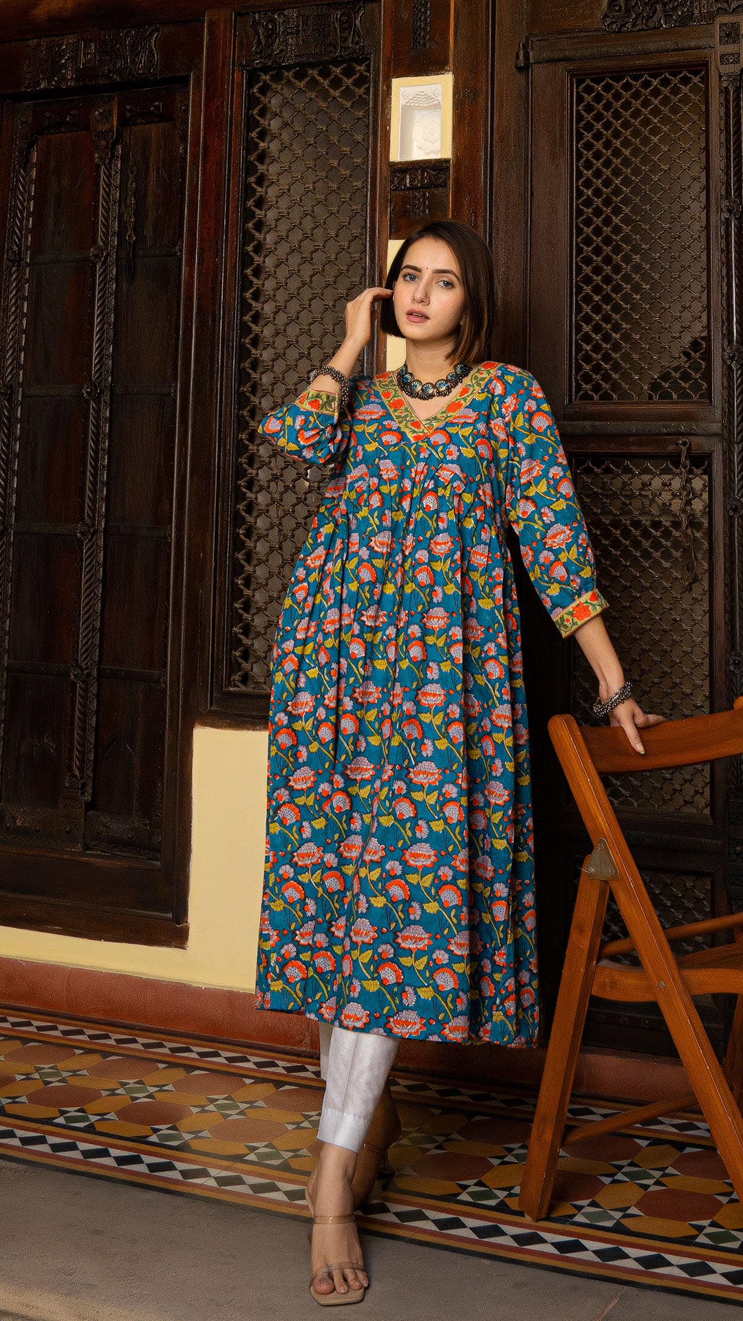 Katha Sanganeri Hand Block Cotton Kurta