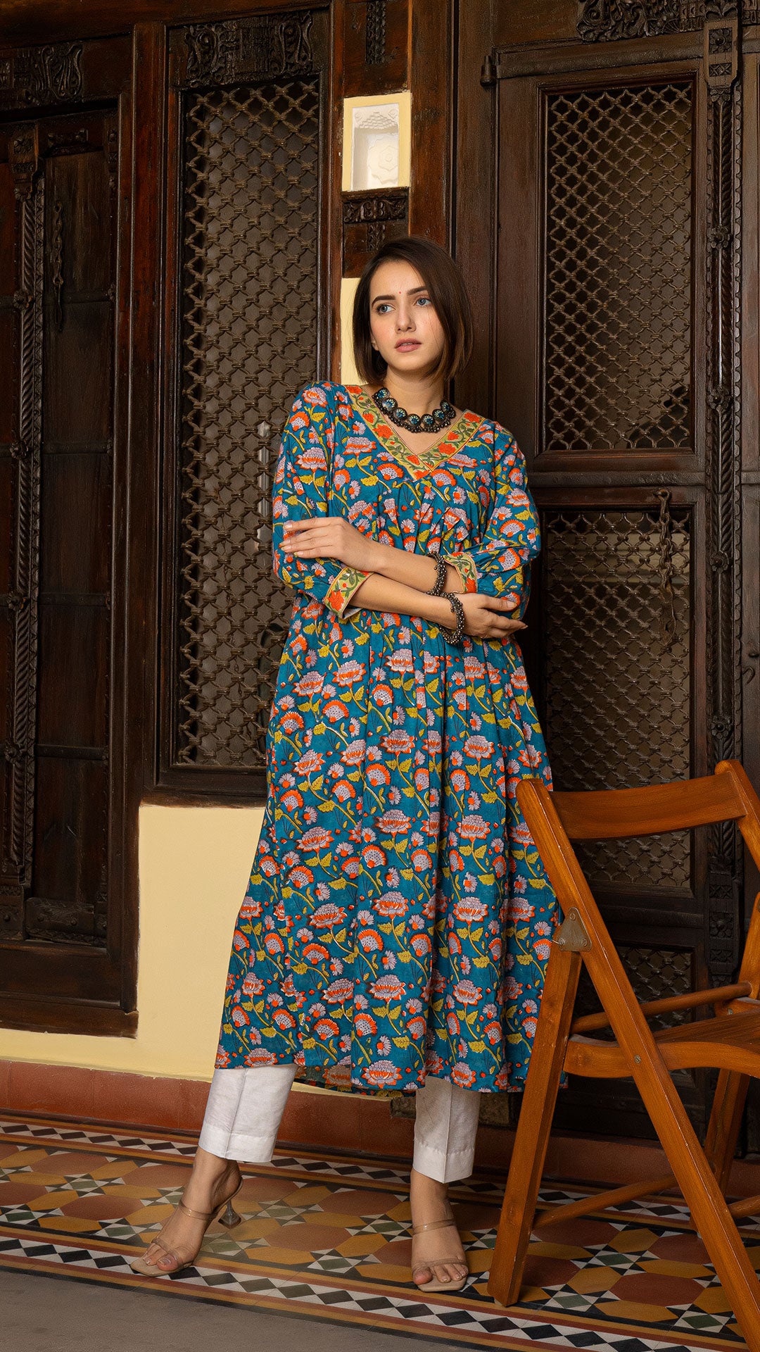 Katha Sanganeri Hand Block Cotton Kurta