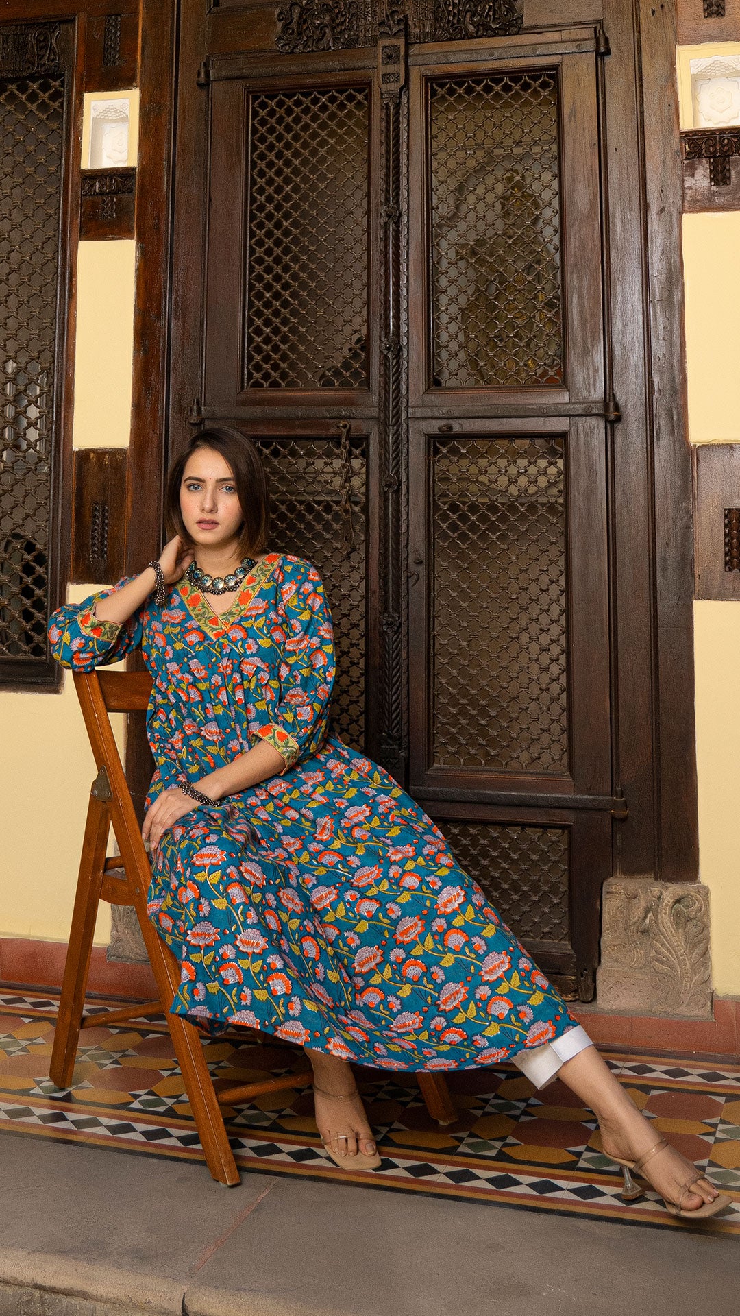 Katha Sanganeri Hand Block Cotton Kurta