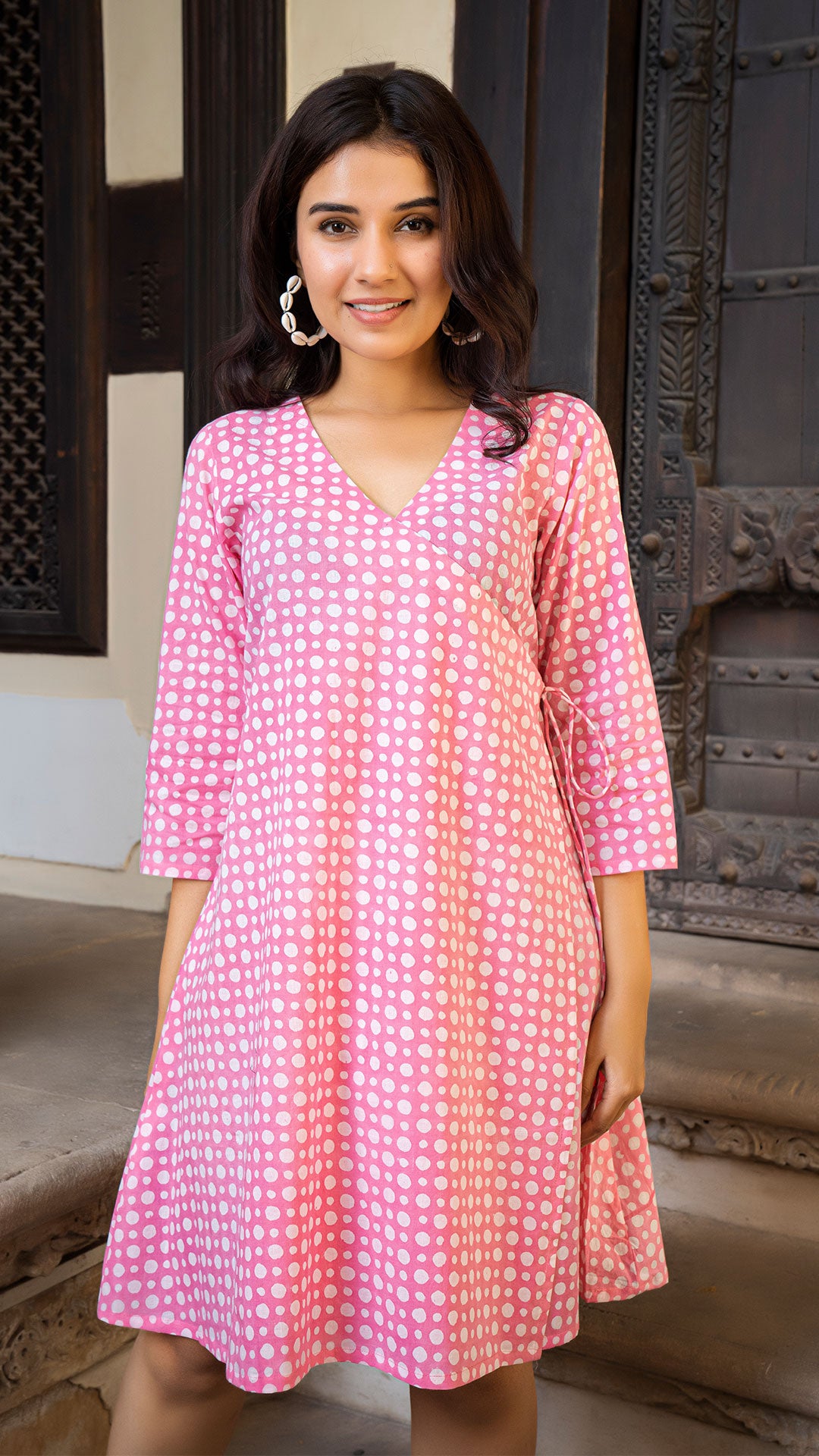 Dimpy Wrap Dress In Pink